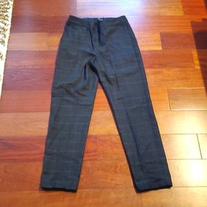Eileen Fisher grey plaid wool pants